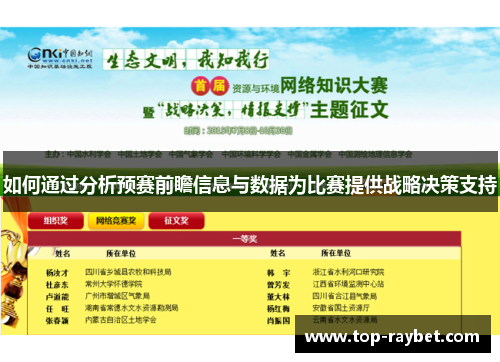 如何通过分析预赛前瞻信息与数据为比赛提供战略决策支持